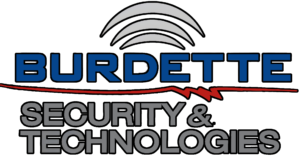 Burdette Security and Technologies, Gray Wave, Blue, Red Swoosh